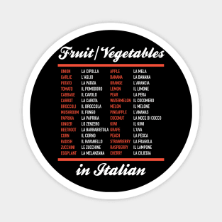 Fruit and Vegetables In Italian - Italian Language Cheatsheet Magnet